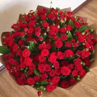 Большой букет 51 красная кустовая роза R302